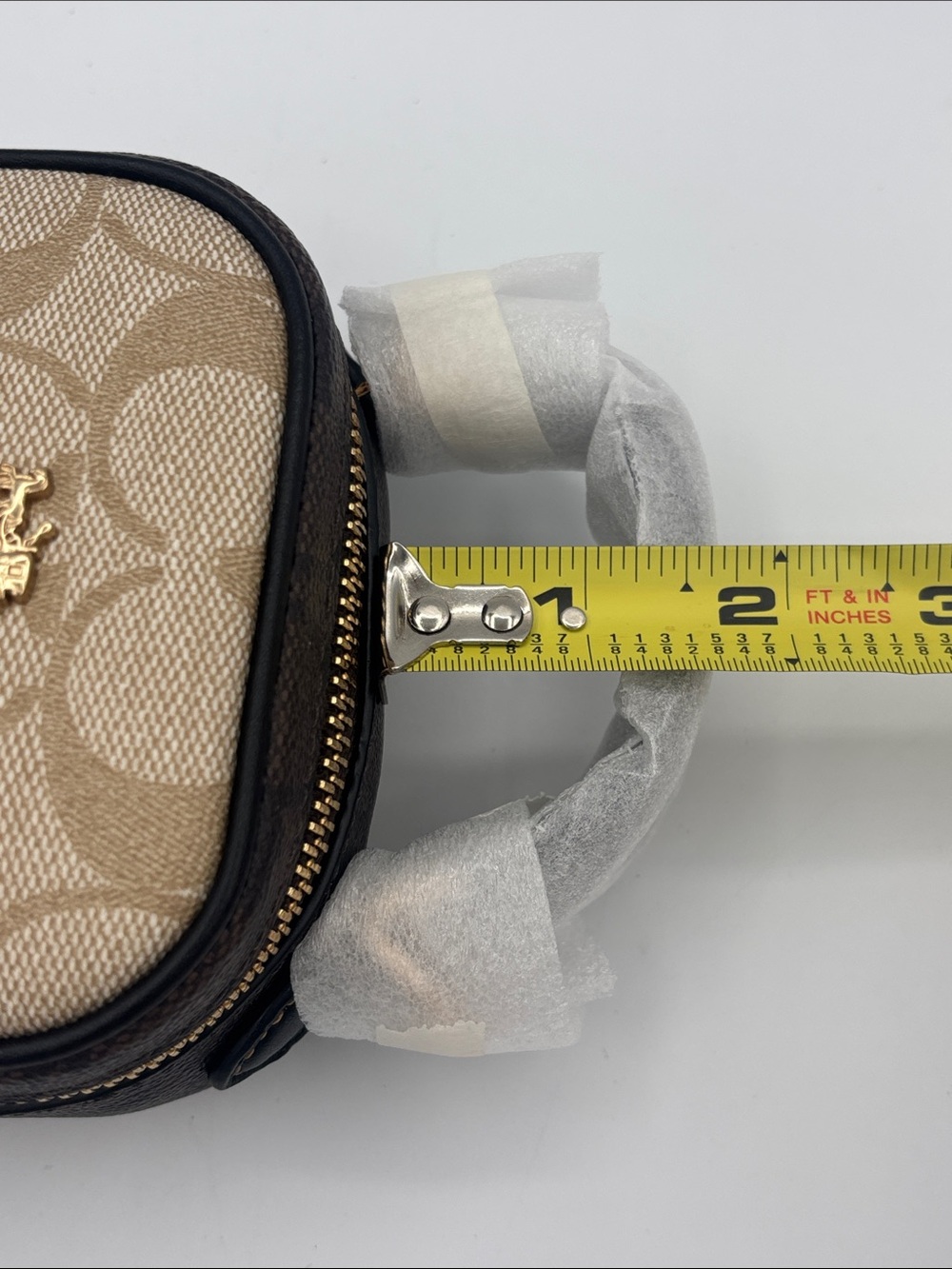 Coach Eva Signature Coated Canvas Phone Crossbody - Khaki and Brown - Picture 15 of 15